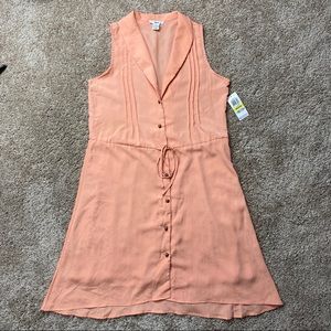 Bar III Cantaloupe Shawl-Collar Sleeveless Dress M